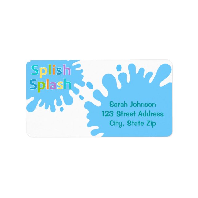 Splish Splash Pool Party Boy Address Label Adressaufkleber (Vorne)