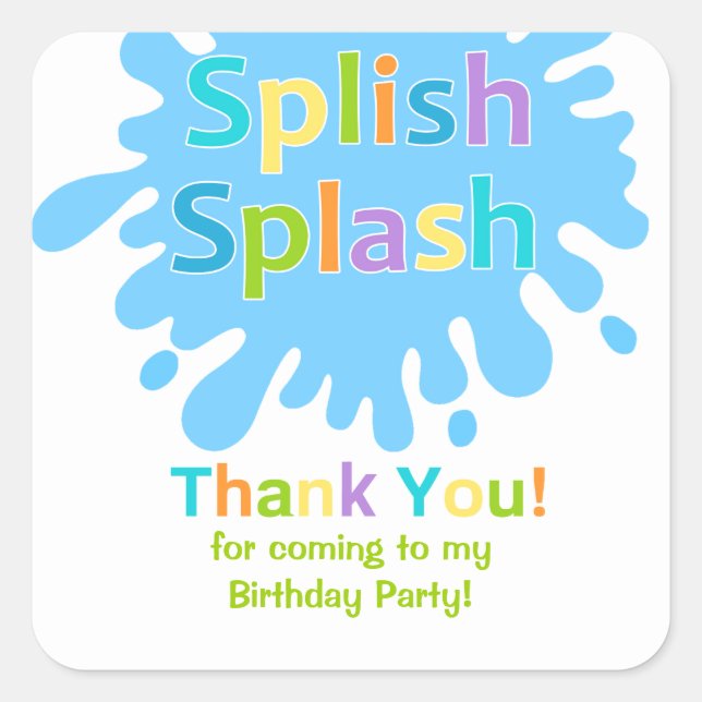 Splish Splash Pool Party Boy Birthday Sticker (Vorderseite)