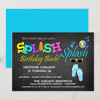 Splish Splash Pool Party Geburtstag Einladungen