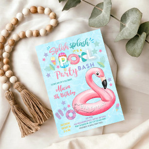 Splish Splash Poolparty Bash Meerjungfrau Geburtst Einladung