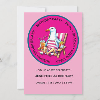 Splish Splash Seagull summer Pool Party Einladung