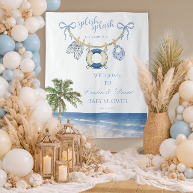 Splish Splash Seaside Baby Shower Wall Tapestry Wandteppich (Von Creator hochgeladen)