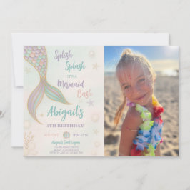 Splish Splash Sirène Anniversaire Photo Invitation