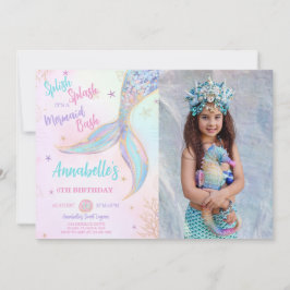 Splish Splash Sirène Anniversaire Photo Invitation