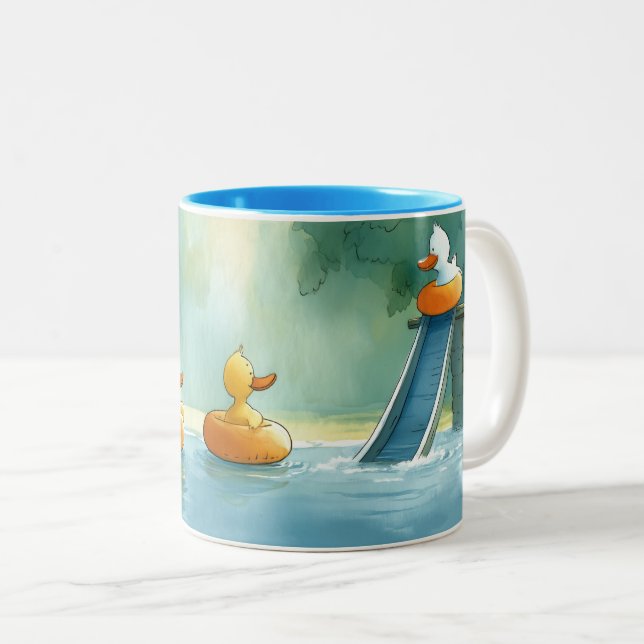Splish Splash Spaß Zwei-Tone-Tasse Zweifarbige Tasse (VorderseiteRechts)