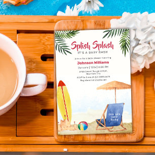 Splish Splash Surfbrett Strandjunge Baby Shower Einladung