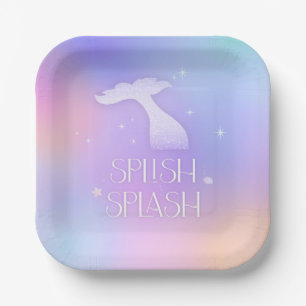 Splish Splash Whimsical Funkelnd Mermaid Geburtsta Pappteller