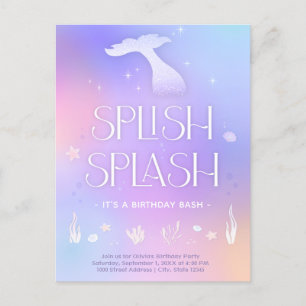 Splish Splash Whimsical Sparkle Mermaid Birthday Postkarte