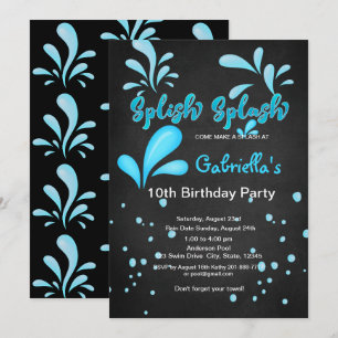 Splish Spritzen-Pool-Party-Geburtstag Einladung