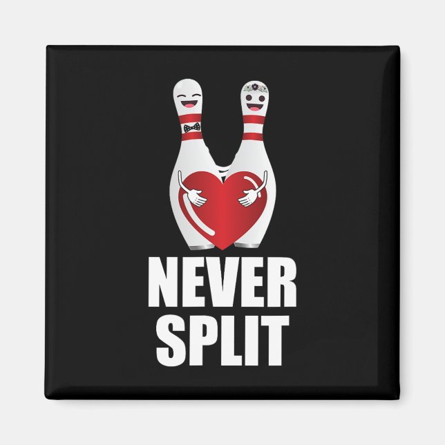 Split Bowling Buttone Valentinstag Paare Magnet (Vorne)