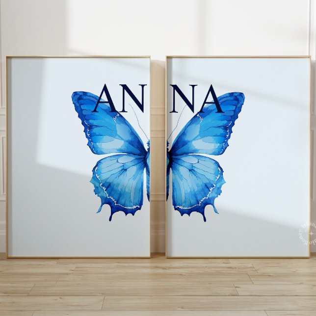 Split Butterfly Individuelle Name Wall Art Blue Se Bilderwand Sets (Von Creator hochgeladen)