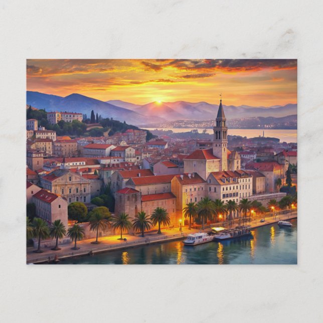 Split city Croatia Sunset Postkarte (Vorderseite)