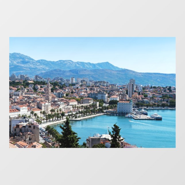 Split City Seafront aerial view, Dalmatien, Kroati Fensteraufkleber (Blatt)