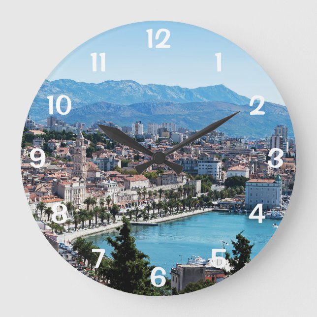Split City Seafront aerial view, Dalmatien, Kroati Große Wanduhr (Vorderseite)