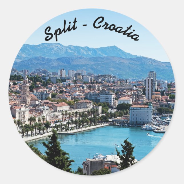 Split City Seafront aerial view, Dalmatien, Kroati Runder Aufkleber (Vorderseite)