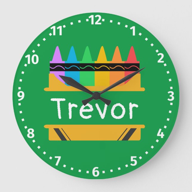 Split Crayon Box Personalisiert Kids Room Große Wanduhr (Vorderseite)