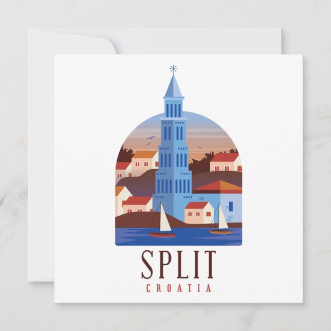 Split Croatia Dalmatien Vintage Grußkarte Karte (Vorderseite)