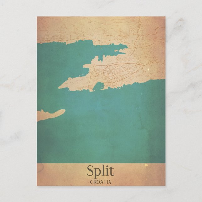 Split Croatia Dalmatien Vintage Karte Postkarte (Vorderseite)