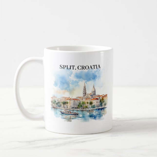 Split Croatia Dalmatien Wasserfarbe Kaffeetasse (Links)