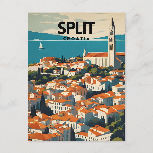 Split Croatia Nostalgische Reisen Kunst, Kultur un Postkarte (Vorderseite)