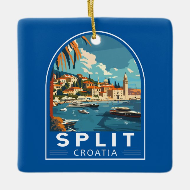 Split Croatia Reisen Vintag Keramikornament (Vorderseite)
