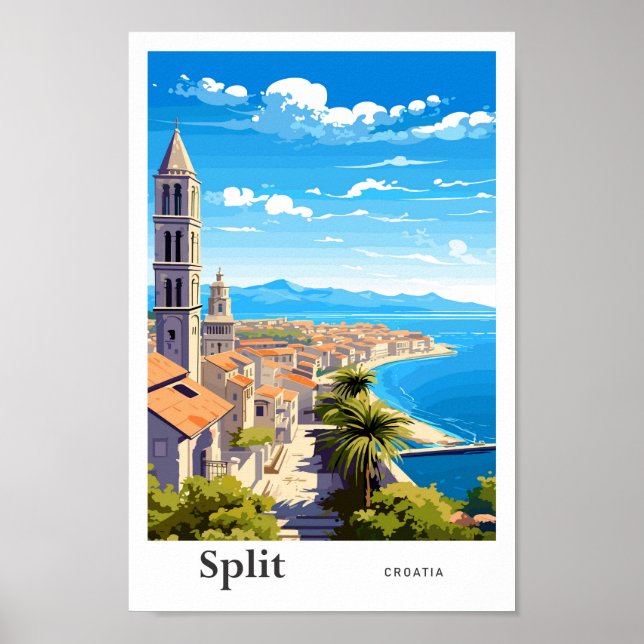 Split Croatia Reisen Vintage Kunst Poster (Vorne)