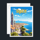 Split Croatia Reisen Vintage Kunst Postkarte<br><div class="desc">Split Croatia Reisen Vintage Kunst</div>