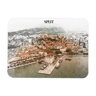 Split Croatia Vintager Hafen Zeichnend Magnet