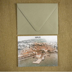 Split Croatia Vintager Hafen Zeichnend Postkarte