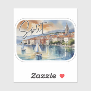 Split Croatia Wasserfarbe Aufkleber