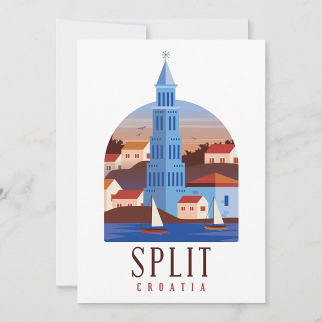 Split Croatie Dalmatie Carte Vintage d'invitation (Devant)