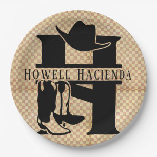 Split 'H' Cowboy Monogram Pappteller