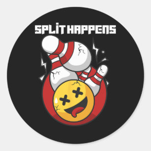 Split Happens Funny Bowling Bowler Runder Aufkleber
