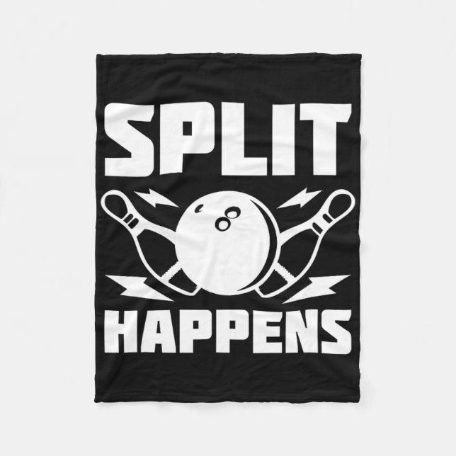 Split Happens Funny Bowling Joke Fleecedecke (Vorderseite)