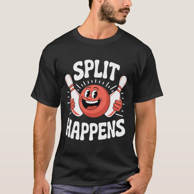Split Happens Retro Bowling T-Shirt (Vorderseite)