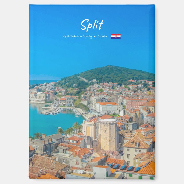 Split, Kroatien - Flache Küstenstadt Magnet (Vorderseite)
