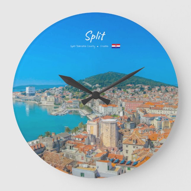 Split, Kroatien - Küstenstadt Große Wanduhr (Vorderseite)