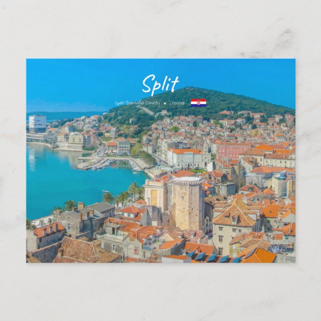 Split, Kroatien - Küstenstadt Postkarte (Vorderseite)