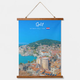 Split, Kroatien - Küstenstadt Wandteppich Mit Holzrahmen