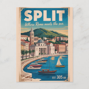 Split Kroatien Retro-Stadtansicht Reise Postkarte
