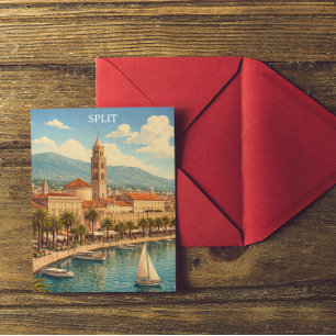 Split Kroatien Vintage Adriatische Küste Postkarte