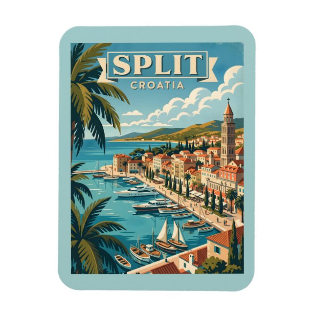 Split Kroatien Vintage Reise Magnet (Vertikal)