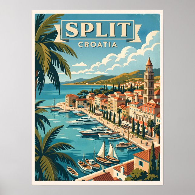 Split Kroatien Vintage Reise Poster (Vorne)
