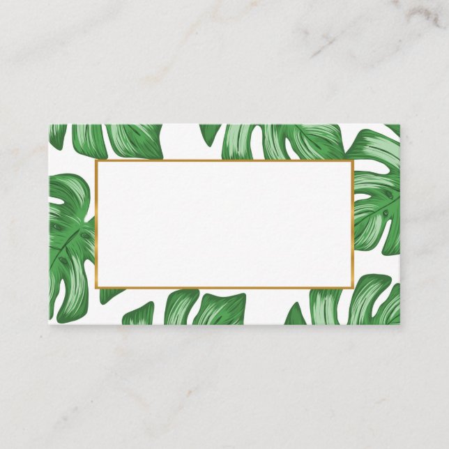 Split Leaf Philodendron Summer Wedding Platzkarte (Vorderseite)