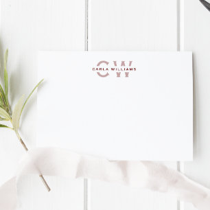 Split Monogram elegant formal note from red Mitteilungskarte