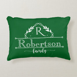 Split Monogram Family Name Forest Green Frame Dekokissen