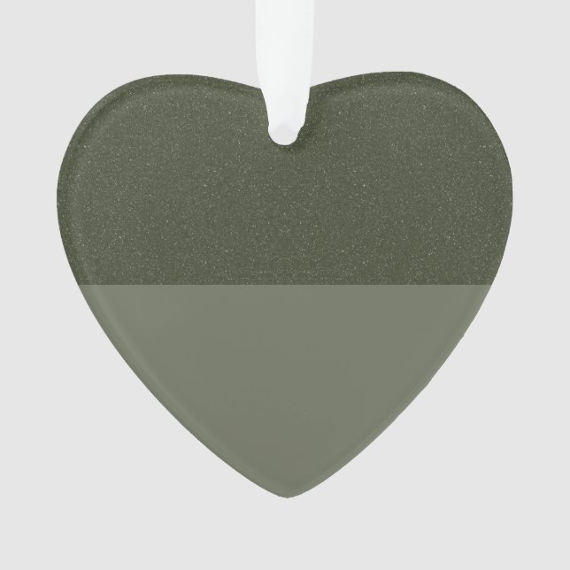 Split Moss Green Glitzer Herzdekoration - Custom Ornament (Vorderseite)