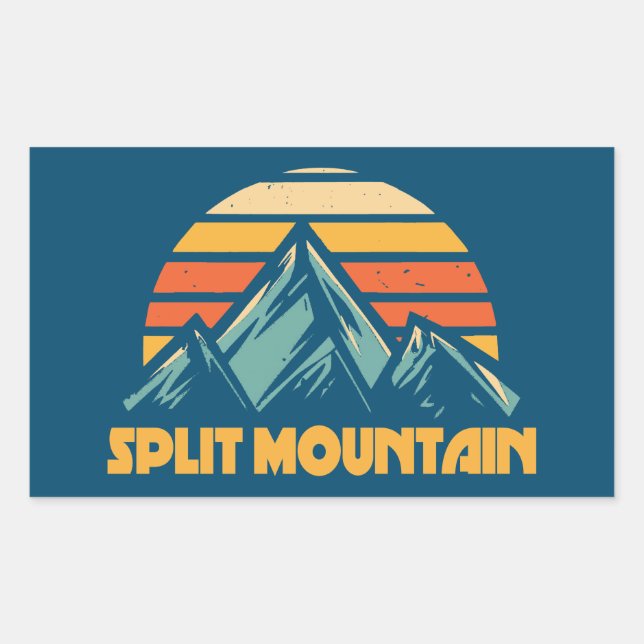 Split Mountain California Retro Türkis Rechteckiger Aufkleber (Vorderseite)