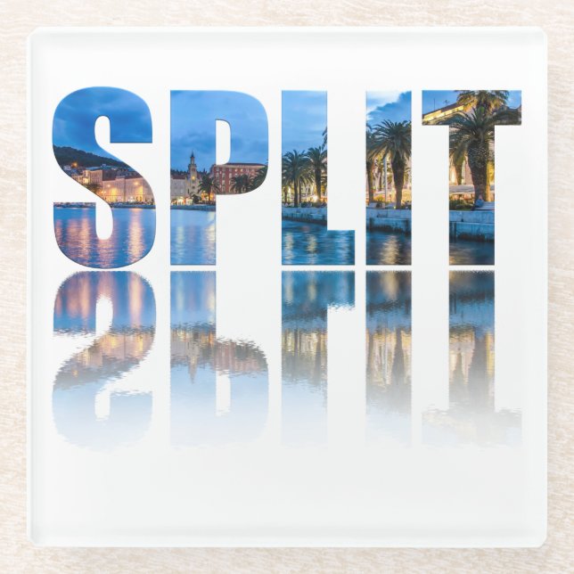 Split Promenade Text in Kroatien Glasuntersetzer (Vorderseite)