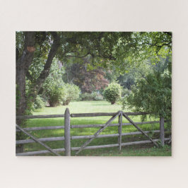 Split Rail Fence - green grass landscaped yard